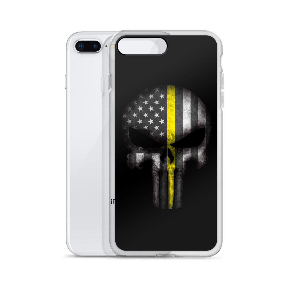 Thin Yellow Line Skull iPhone Case