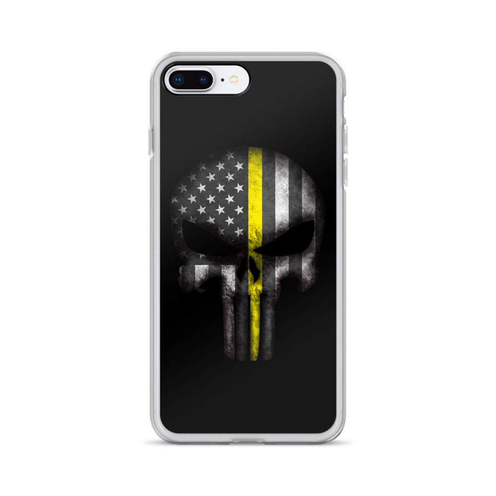 Thin Yellow Line Skull iPhone Case