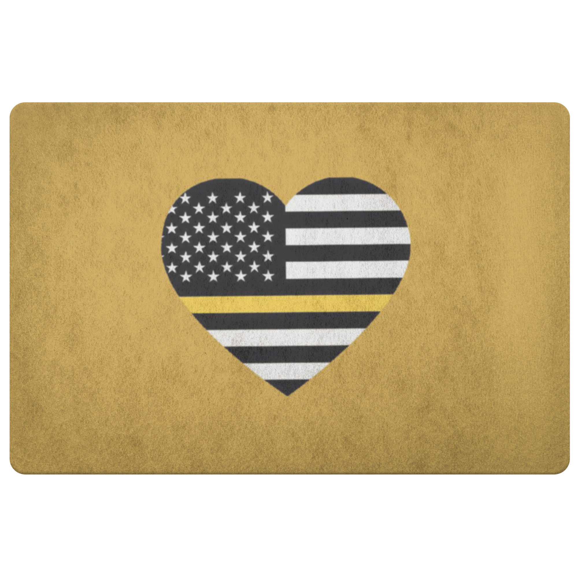 Thin Yellow Line Heart Doormat