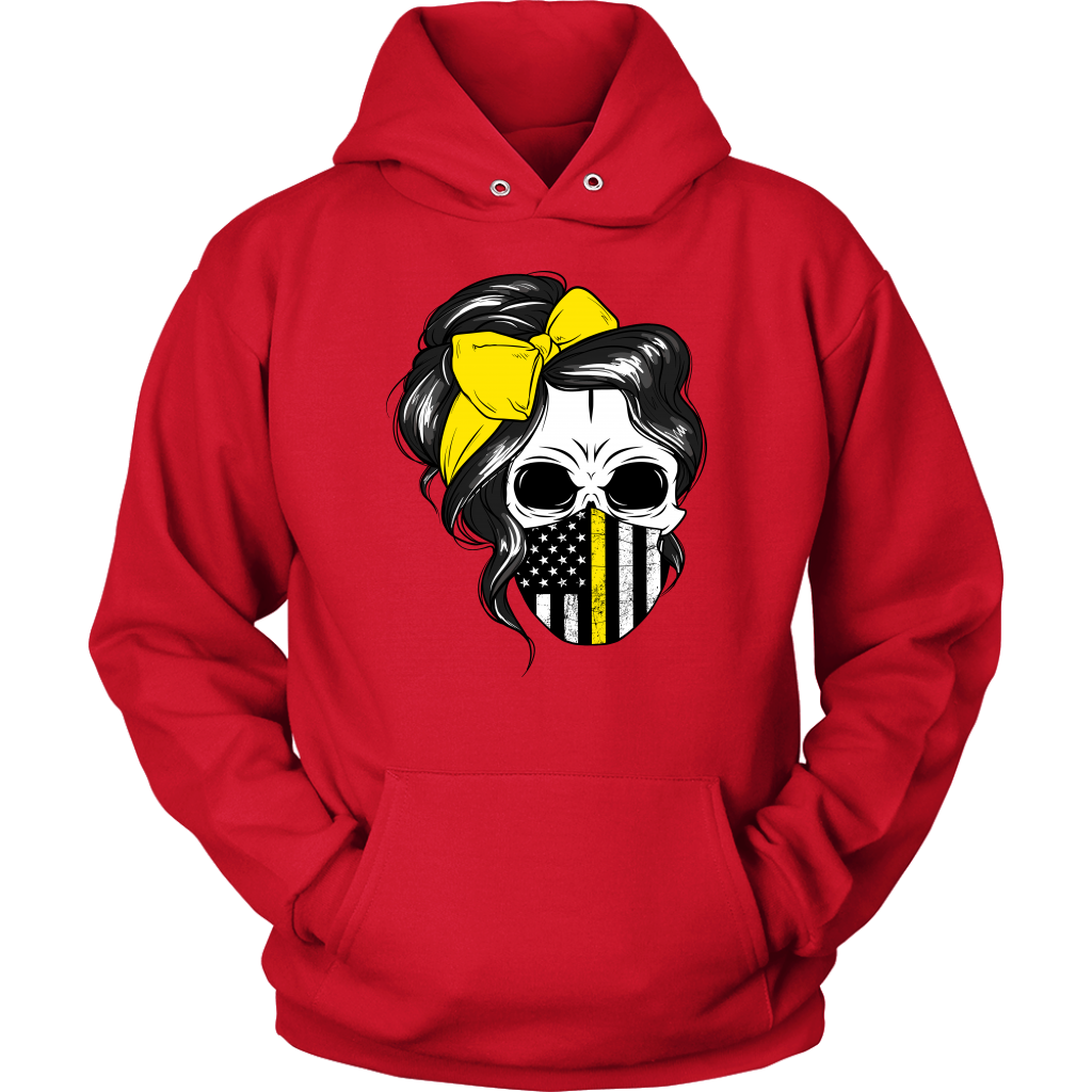 Skull with Messy Bun and Dispatch Mask Shirt