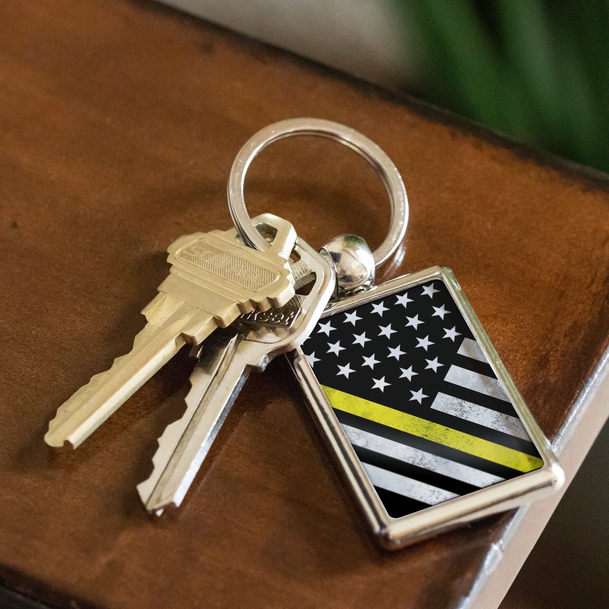 Thin Yellow Line Keychain