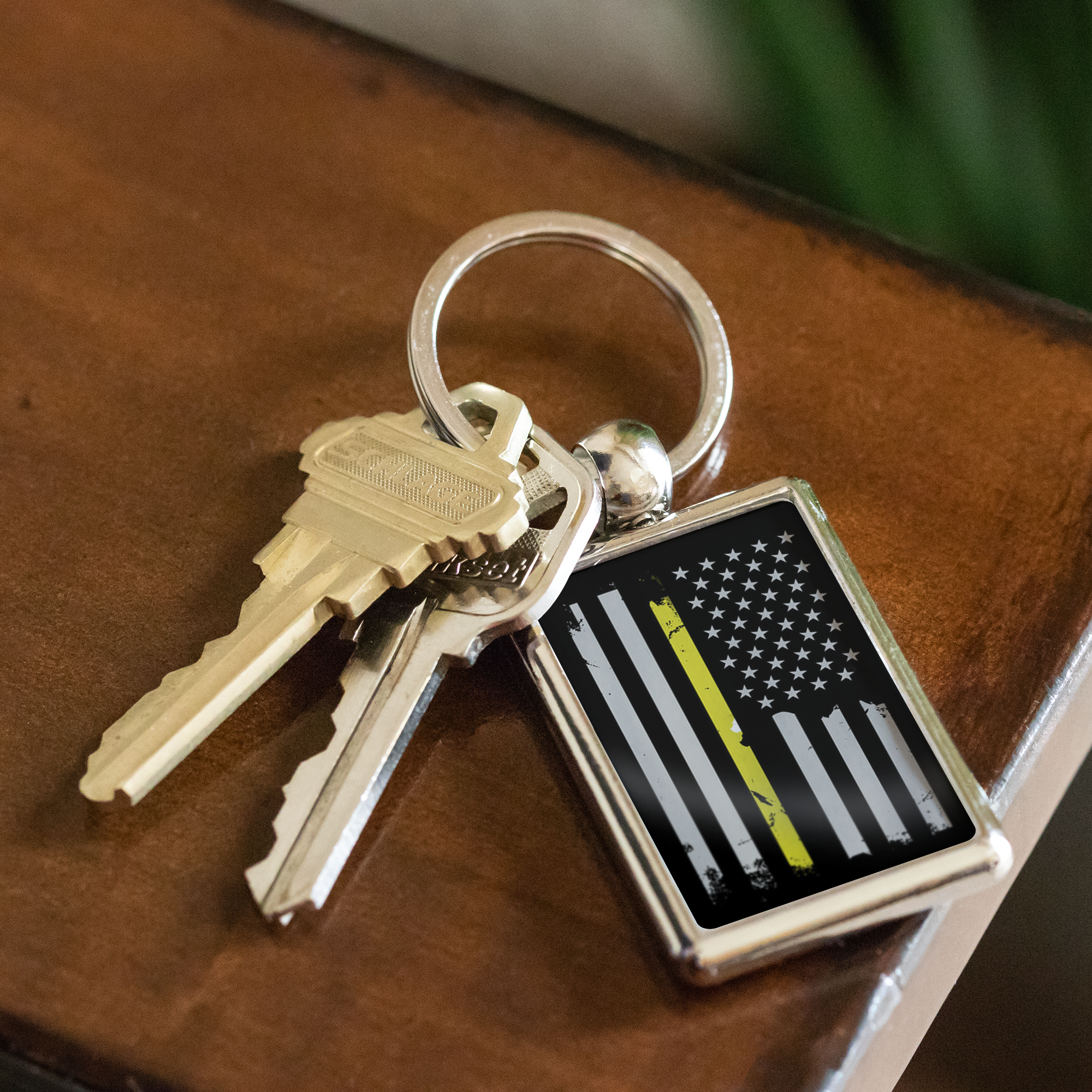 Thin Yellow Line Keychain