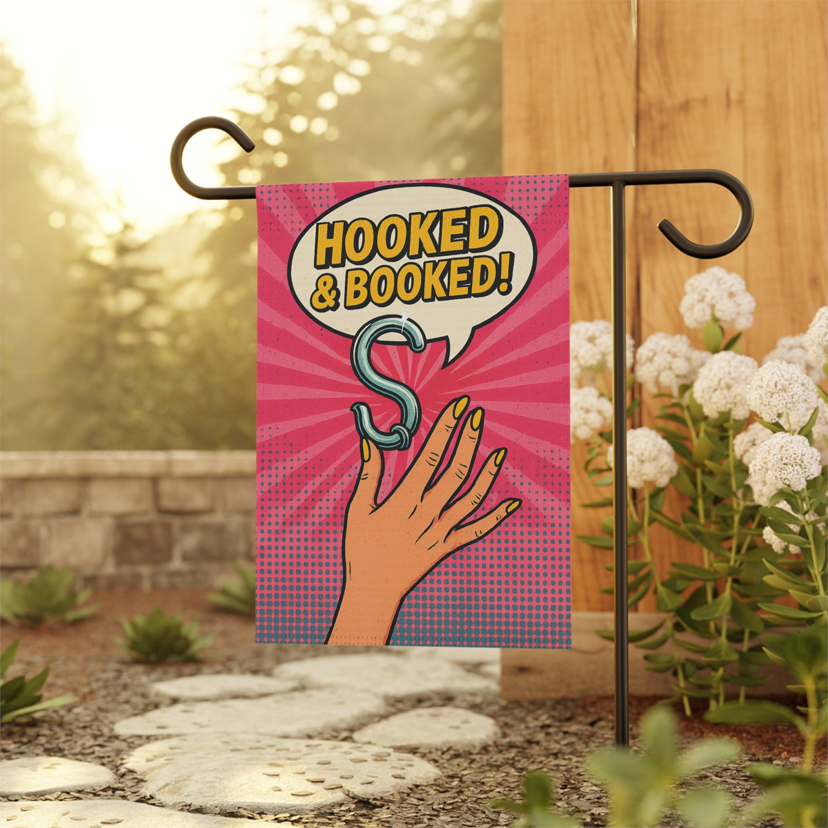 Hooked & Booked Garden Flag - Double-side print