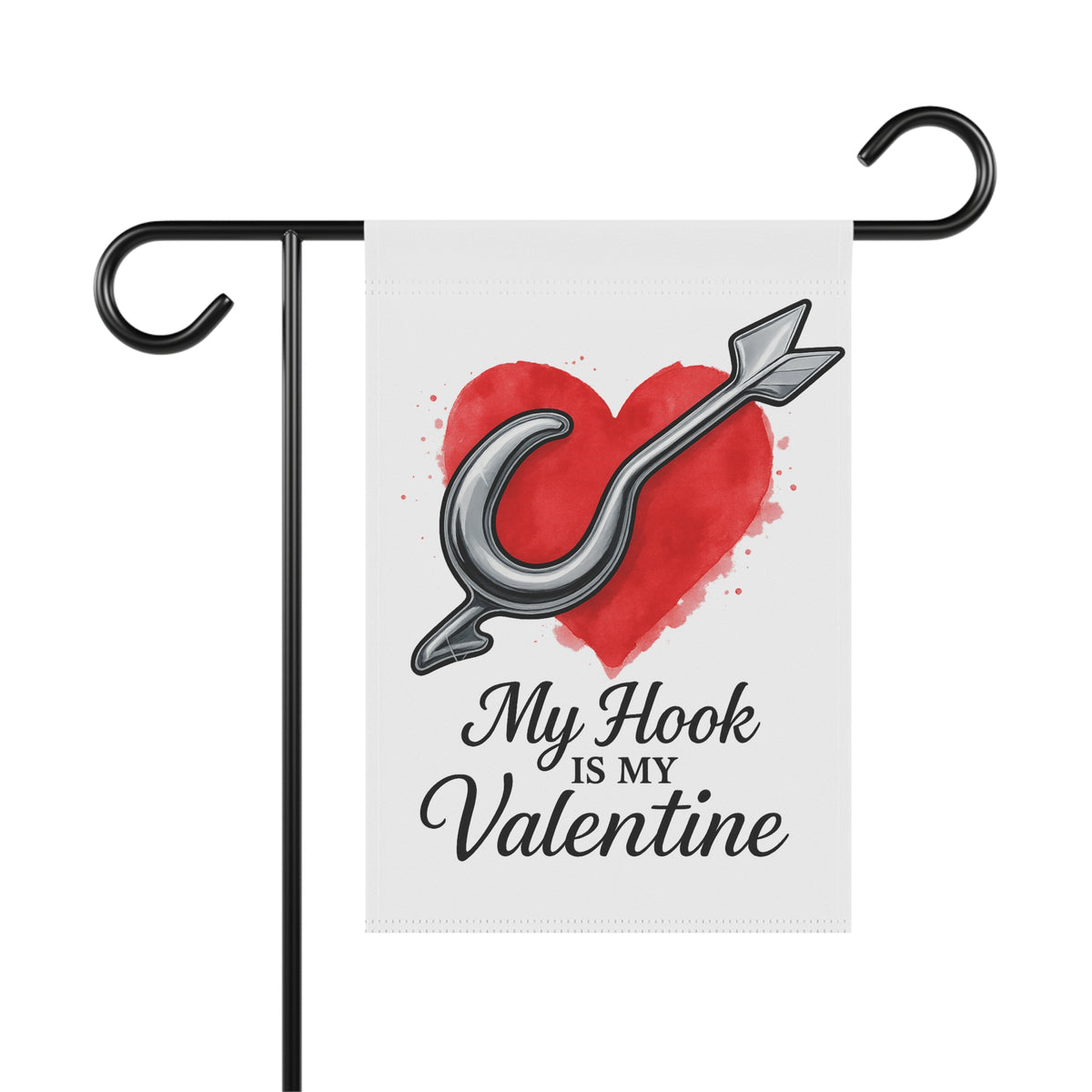 My Hook Is My Valentine Garden Flag - Double-side print - view 3