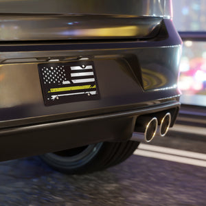 Distressed Thin Yellow Line Flag Vanity Plate – Tow Operator & Dispatcher Tribute Tag - view 4