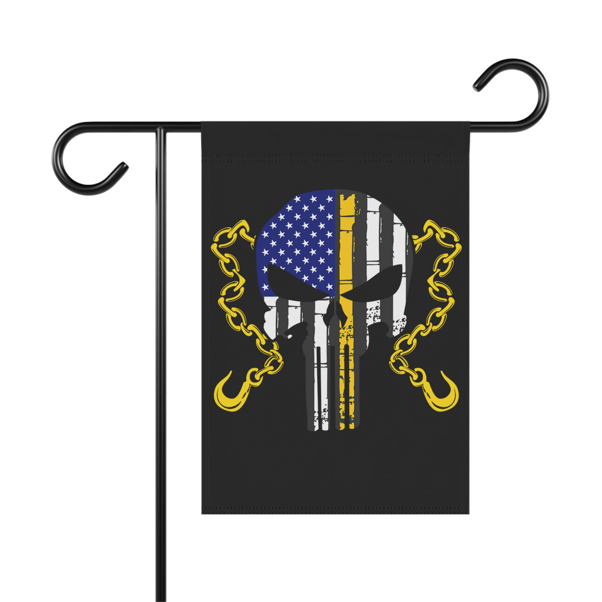 Thin Yellow Line with Chains & Hooks Garden Flag - Double-side print - view 3