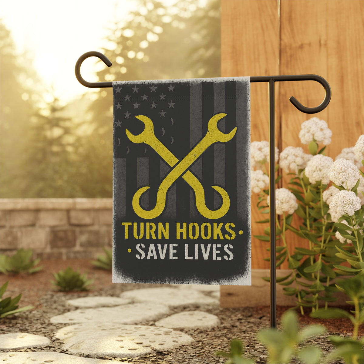 Turn Hooks Save Lives Garden Flag- Double-side print