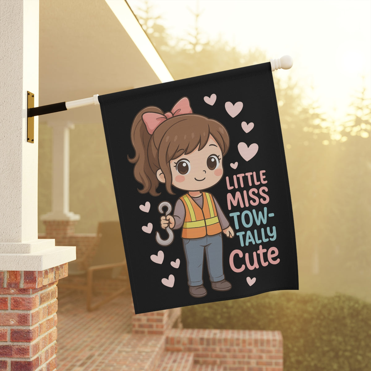 Little Miss Tow-tally Cute Garden Flag - Double-side print - view 8