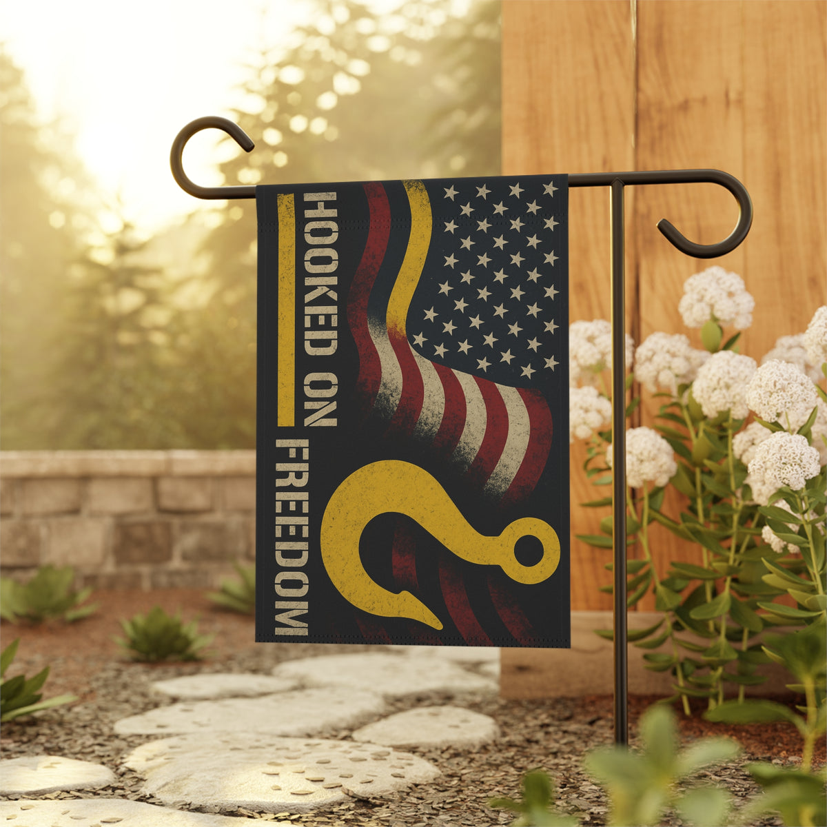 Hooked On Freedom Towing Garden Flag - Double-side print