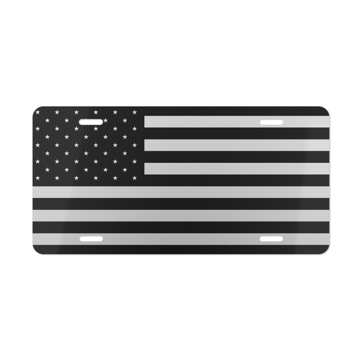 Black and Silver American Flag Vanity Plate – Monochrome Patriotic License Tag