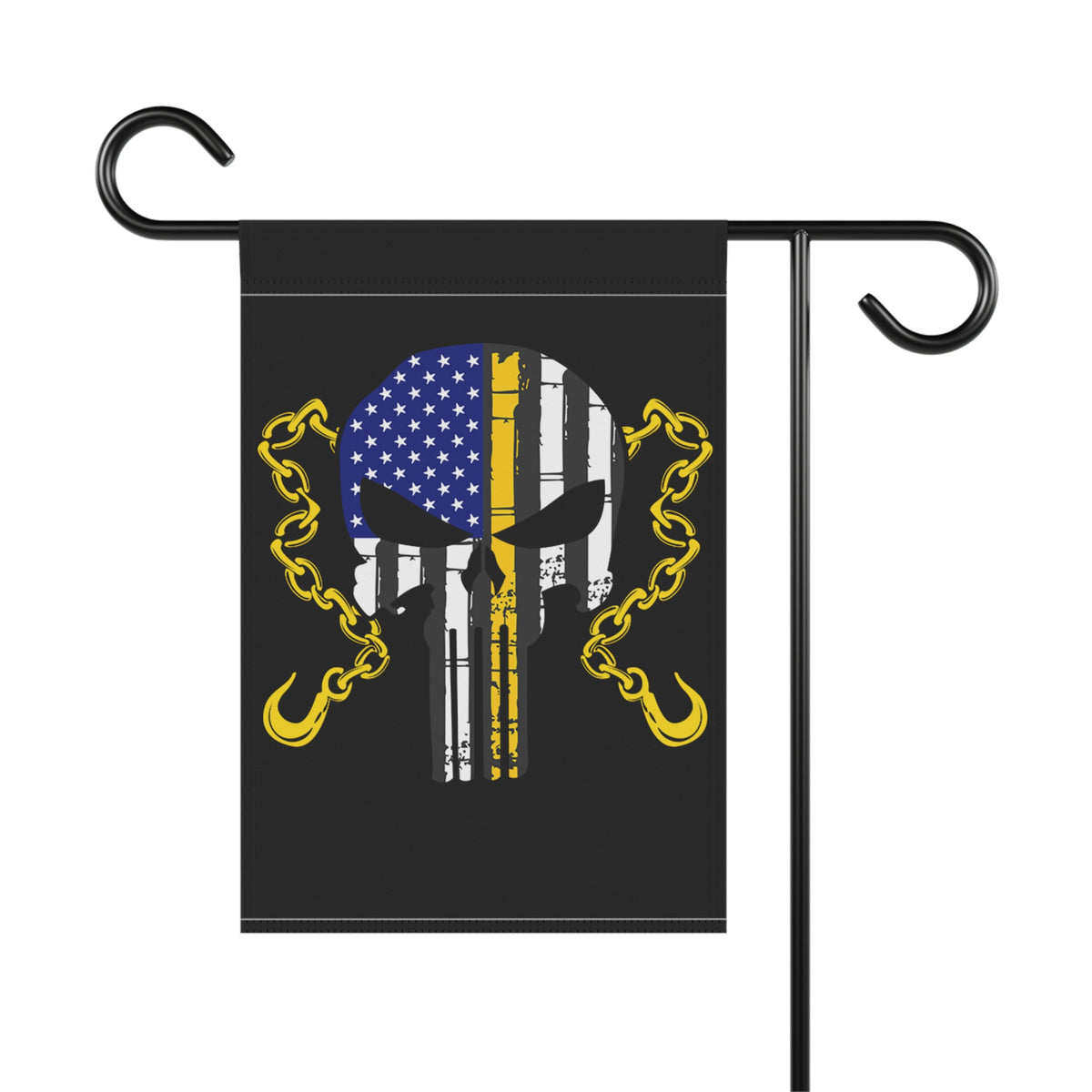 Thin Yellow Line with Chains & Hooks Garden Flag - Double-side print - view 4
