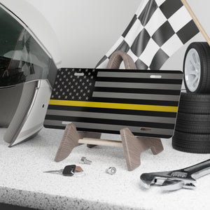 Thin Yellow Line Flag Vanity Plate – Brushed Steel Tow Operator USA Tag - view 3