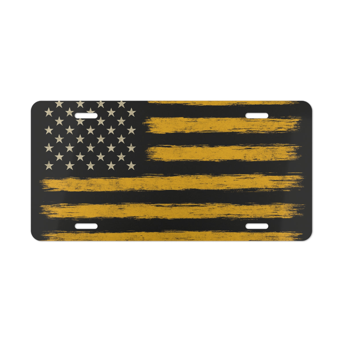 Distressed Thin Yellow Line Flag Vanity Plate