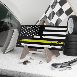 Distressed Thin Yellow Line Flag Vanity Plate – Tow Operator & Dispatcher Tribute Tag - view 3