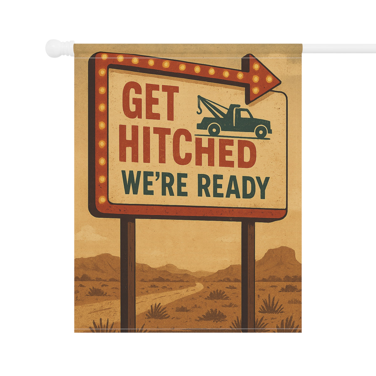 Get Hitched We're Ready Garden Flag - Double-side print - view 6