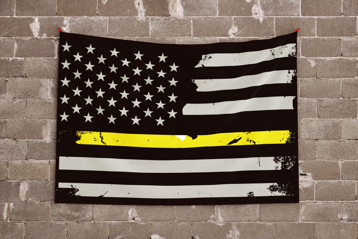 Grunge Yellow Line Flag – American Tow Operator Tribute Double Sided Print - view 2