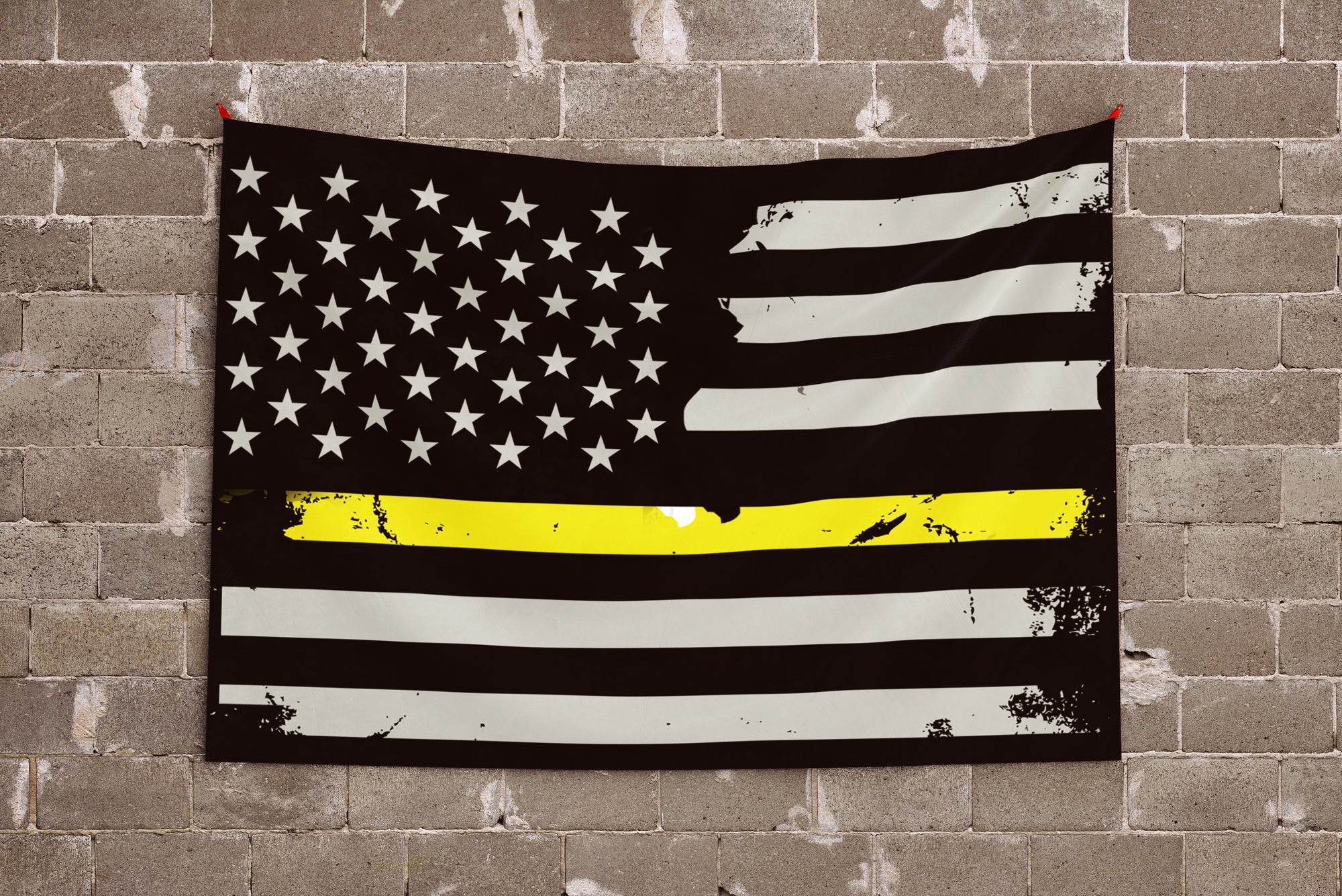Grunge Yellow Line Flag – American Tow Operator Tribute Double Sided Print