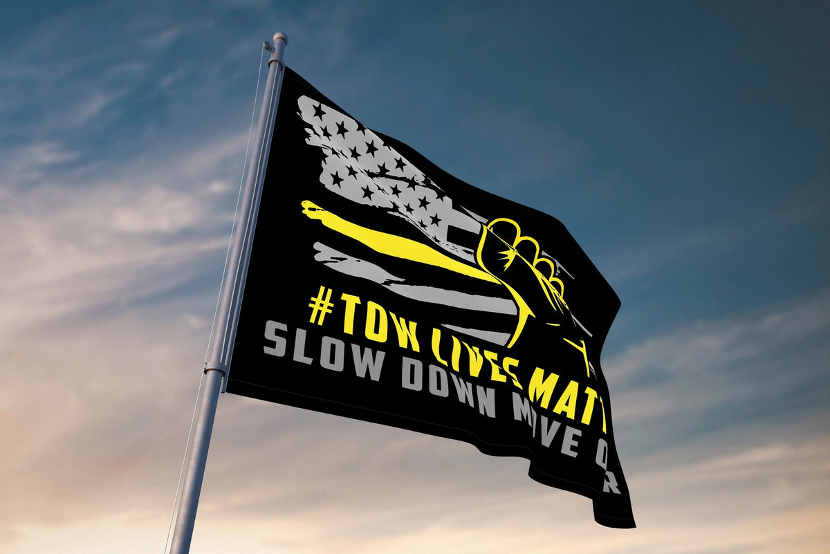 #Towlivesmatter Slow Down Move Over – Double Sided Flag - view 4