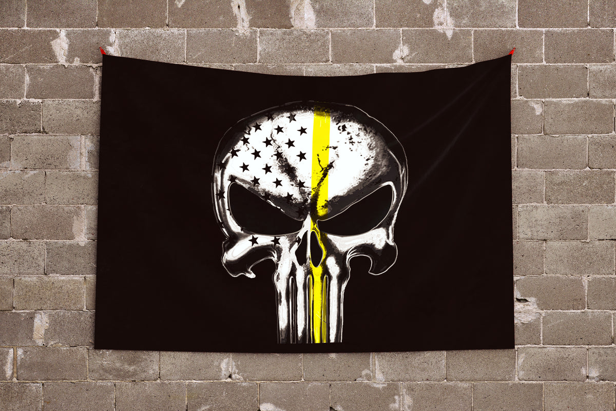 Punisher Skull Thin Yellow Line – Double Sided Tow Flag - view 2
