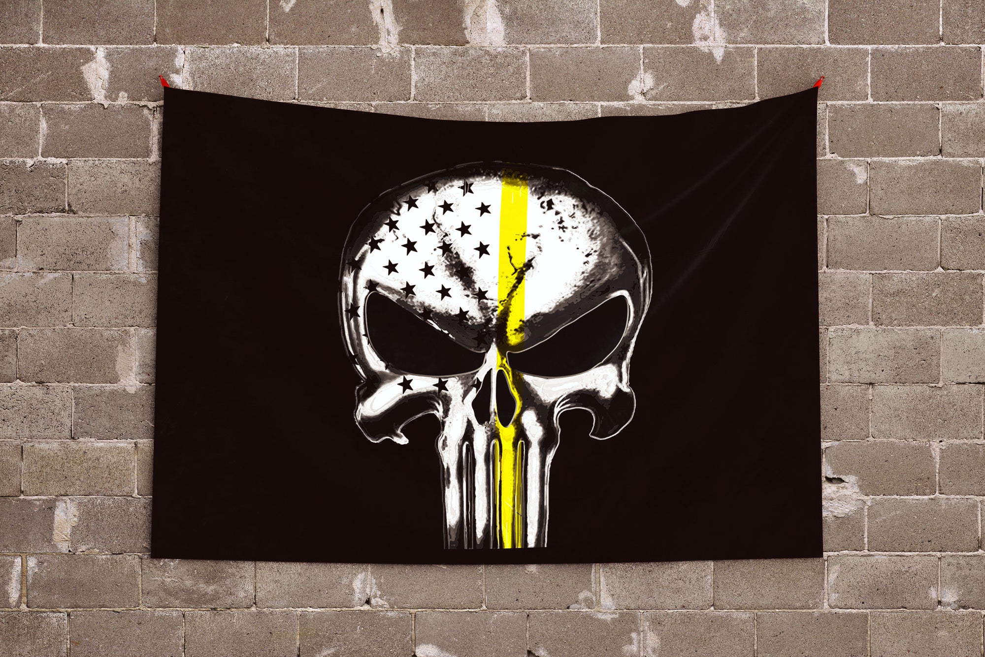 Punisher Skull Thin Yellow Line – Double Sided Tow Flag