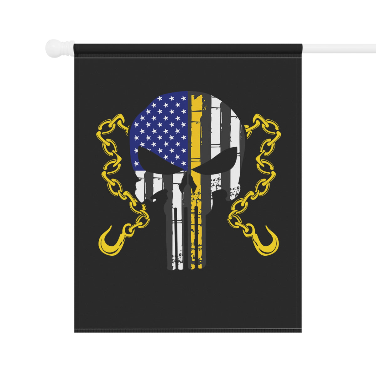 Thin Yellow Line with Chains & Hooks Garden Flag - Double-side print - view 6