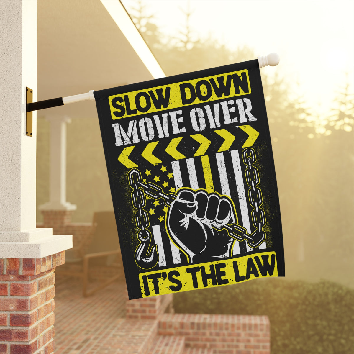 Slow Down Move Over Towing Garden Flag - Double-side print - view 8
