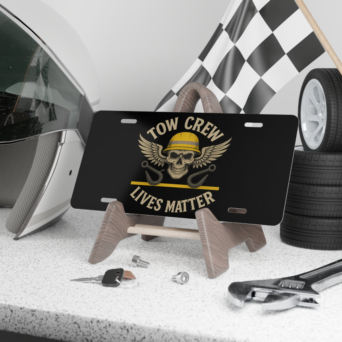 Tow Crew Lives Matter – Winged Skull & Hooks Vanity Plate - view 3
