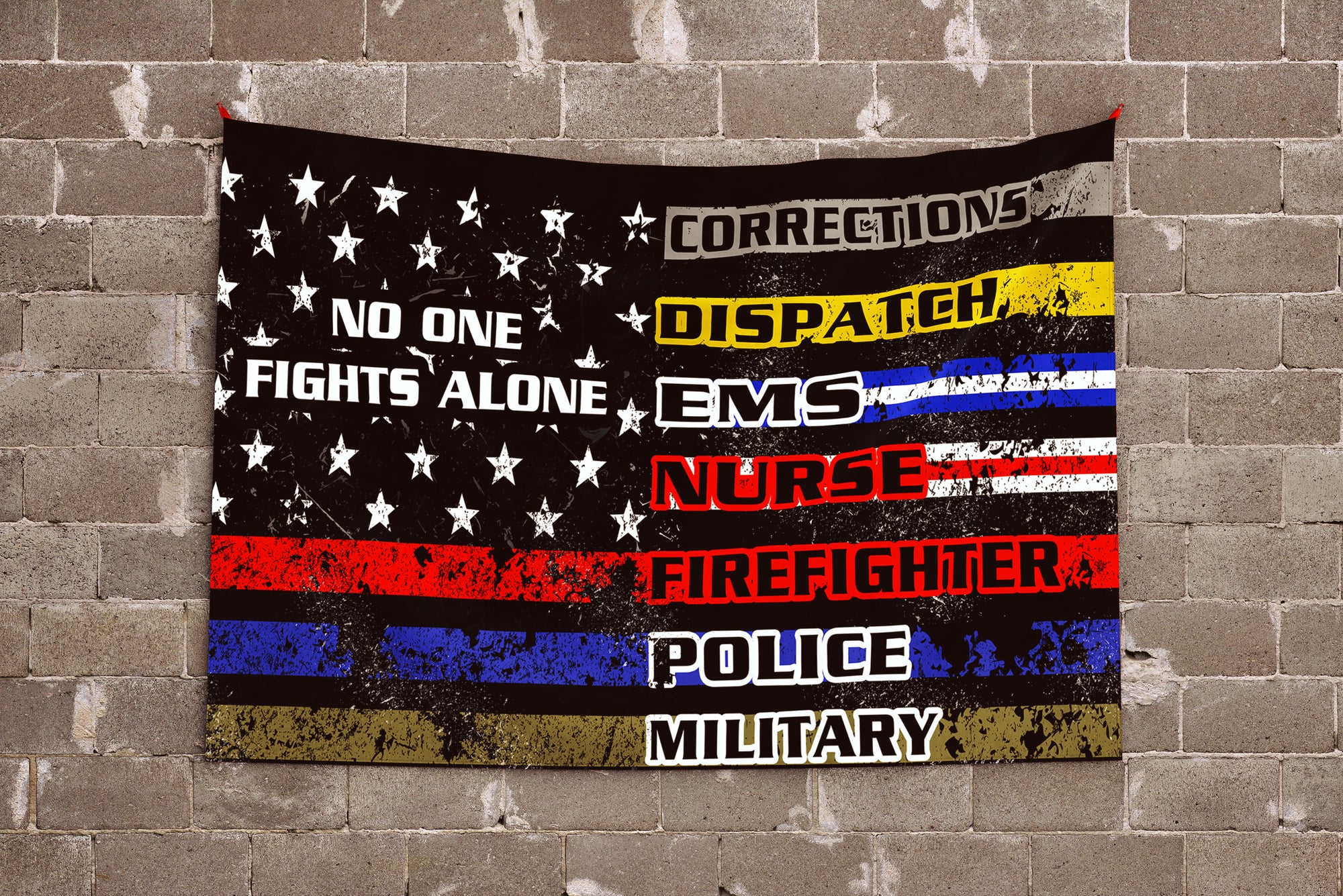 First Responder Flag – No One Fights Alone – Double Sided Print