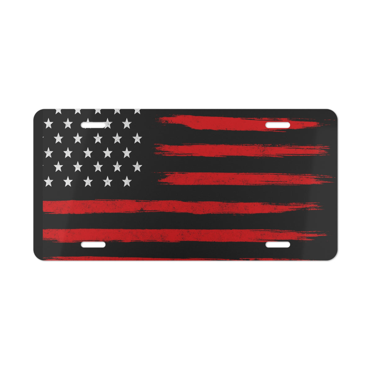 Distressed Thin Red Line Flag Vanity Plate