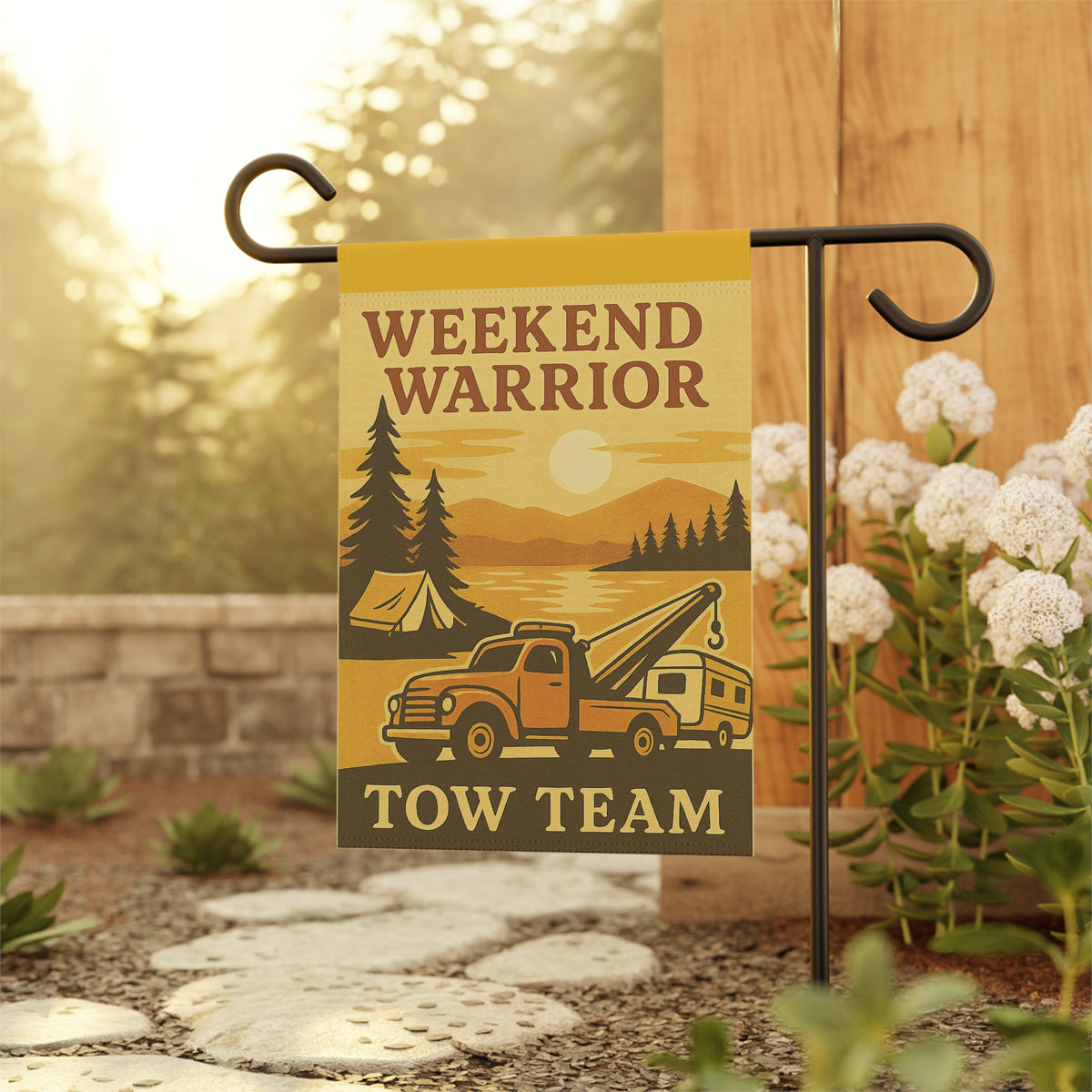 Weekend Warrior Tow Team Garden Flag - Double-side print