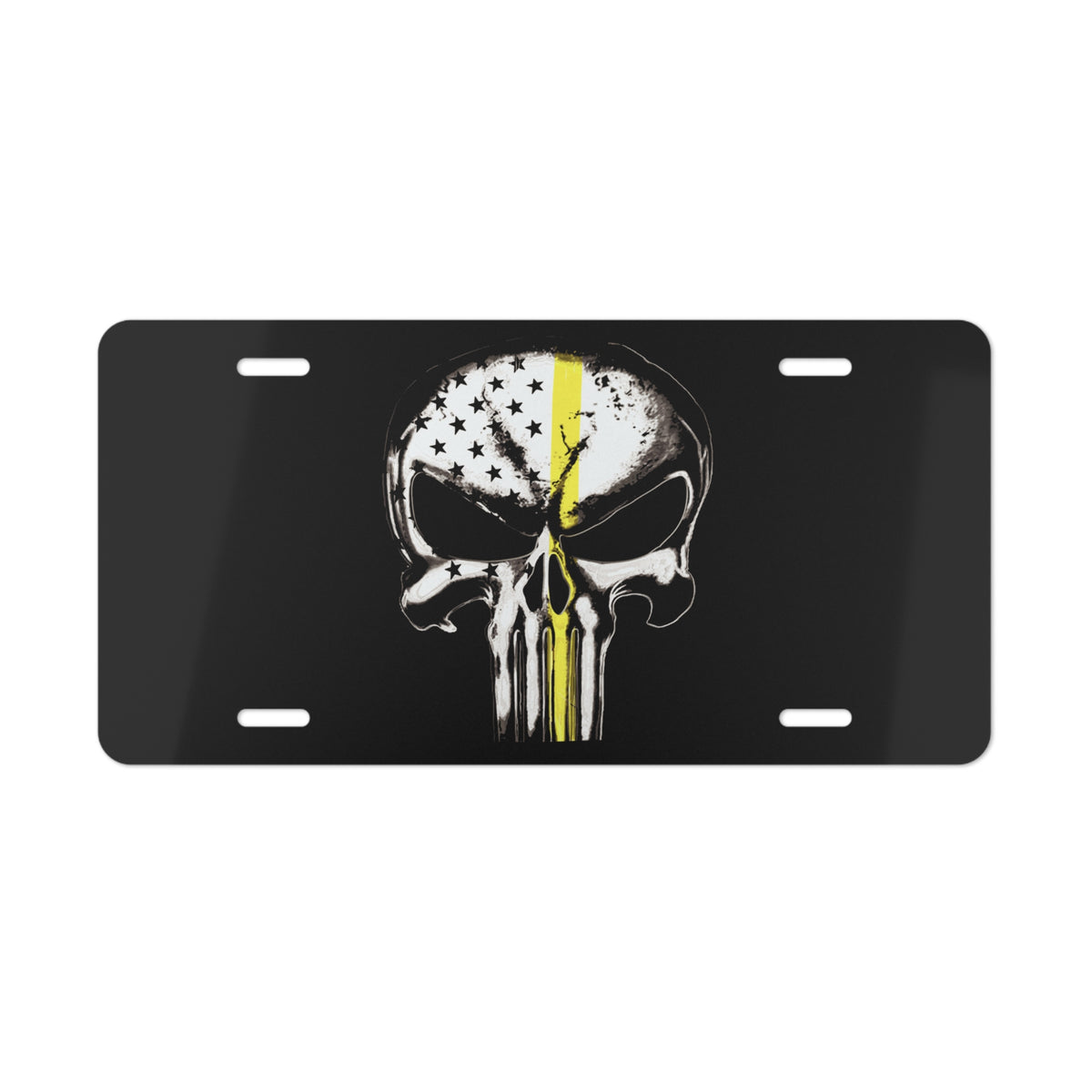 Punisher Skull Vanity Plate – Thin Yellow Line American Flag Tow Operator Tribute