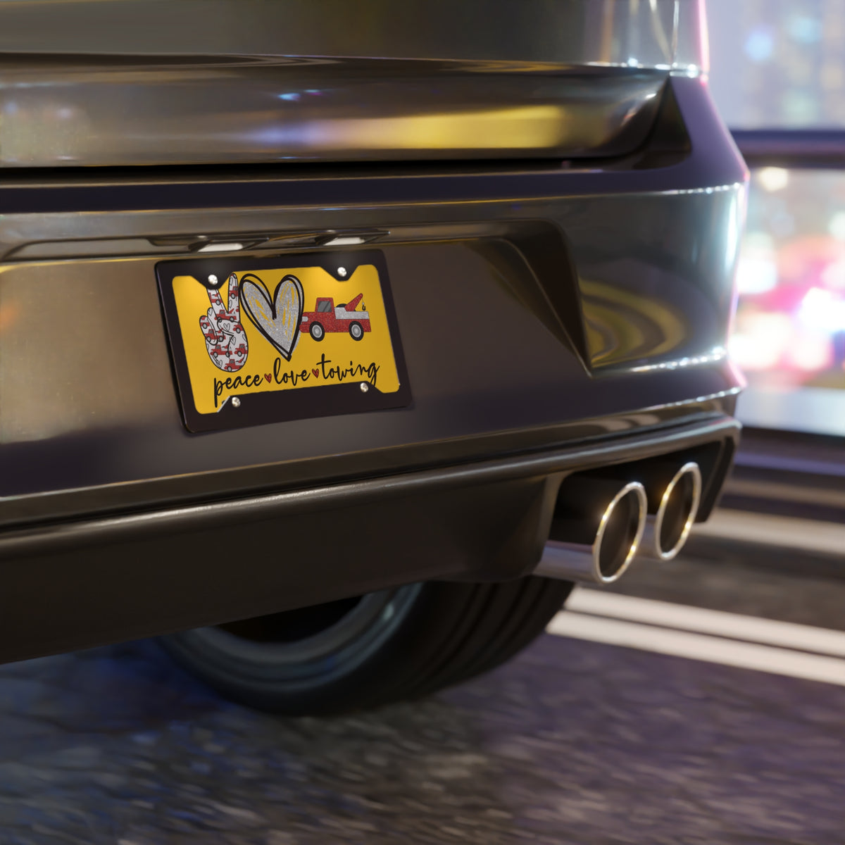 Peace Love Towing Vanity Plate - view 4