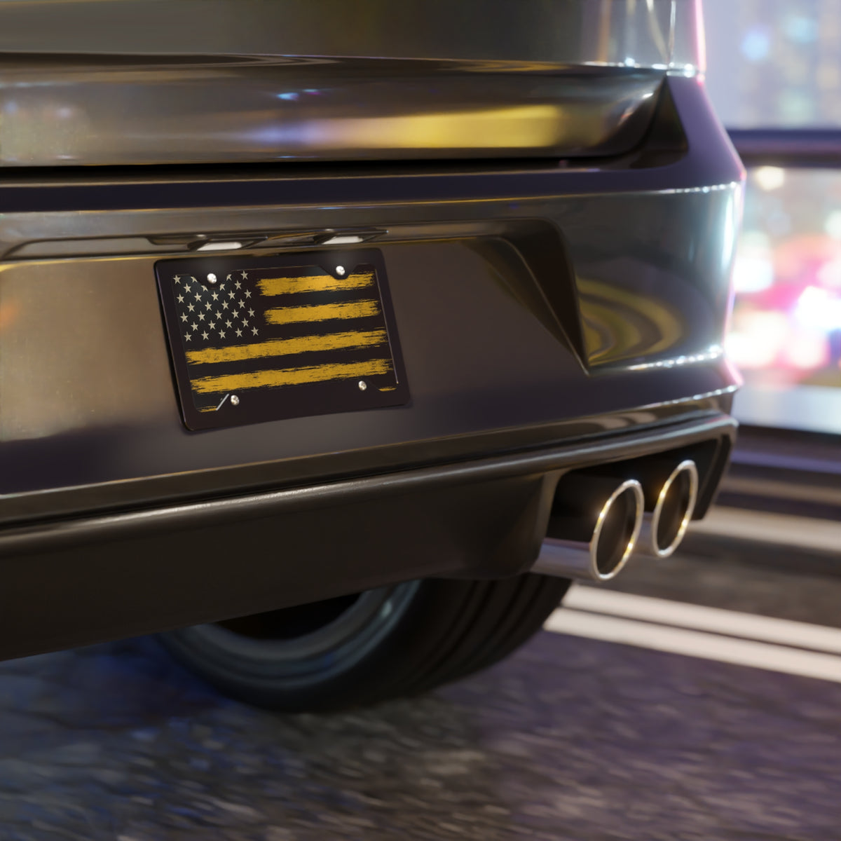 Distressed Thin Yellow Line Flag Vanity Plate - view 4