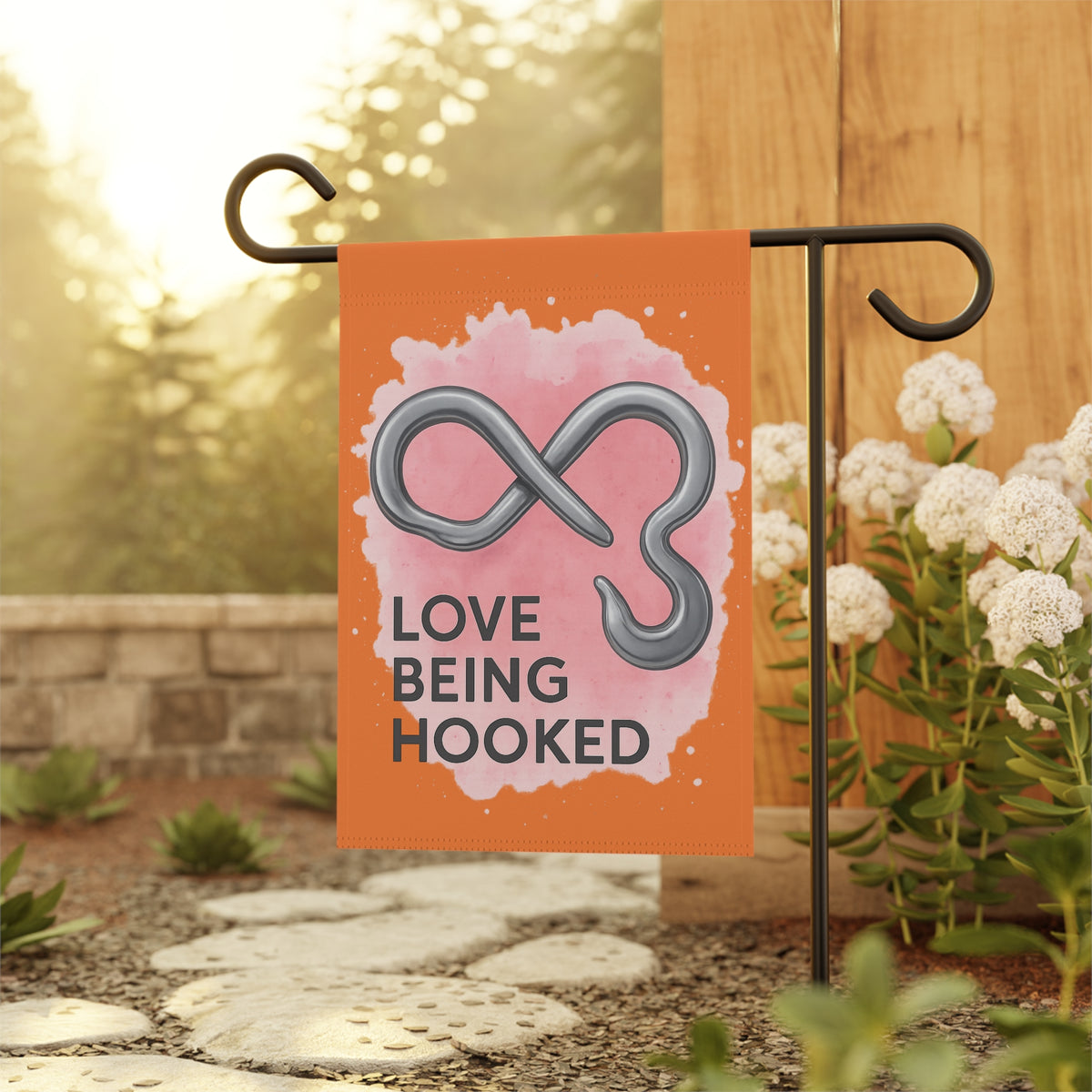 Love Being Hooked Garden Flag - Double-side print