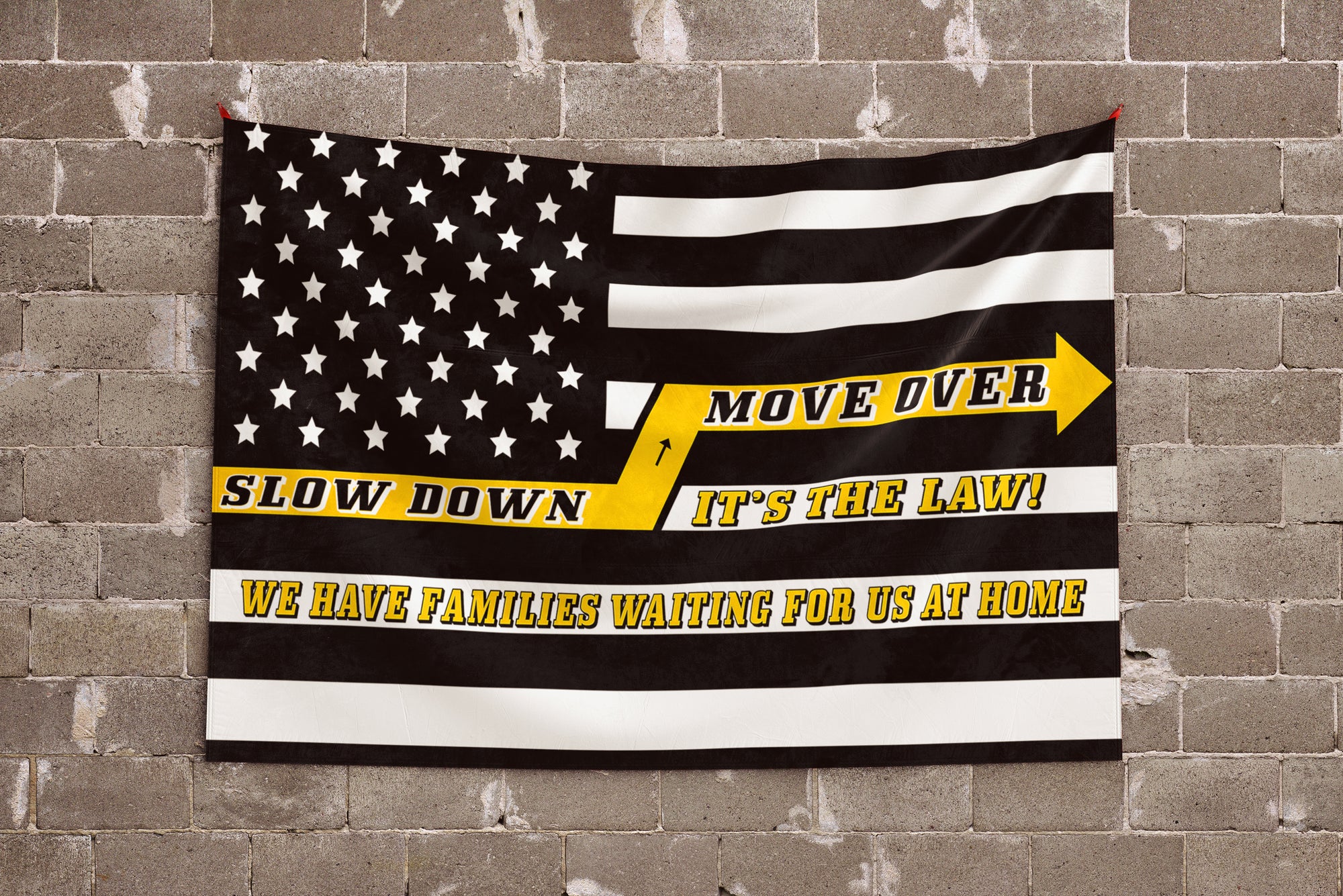 Tow Safety Flag – Slow Down, It’s the Law – Double Sided Print