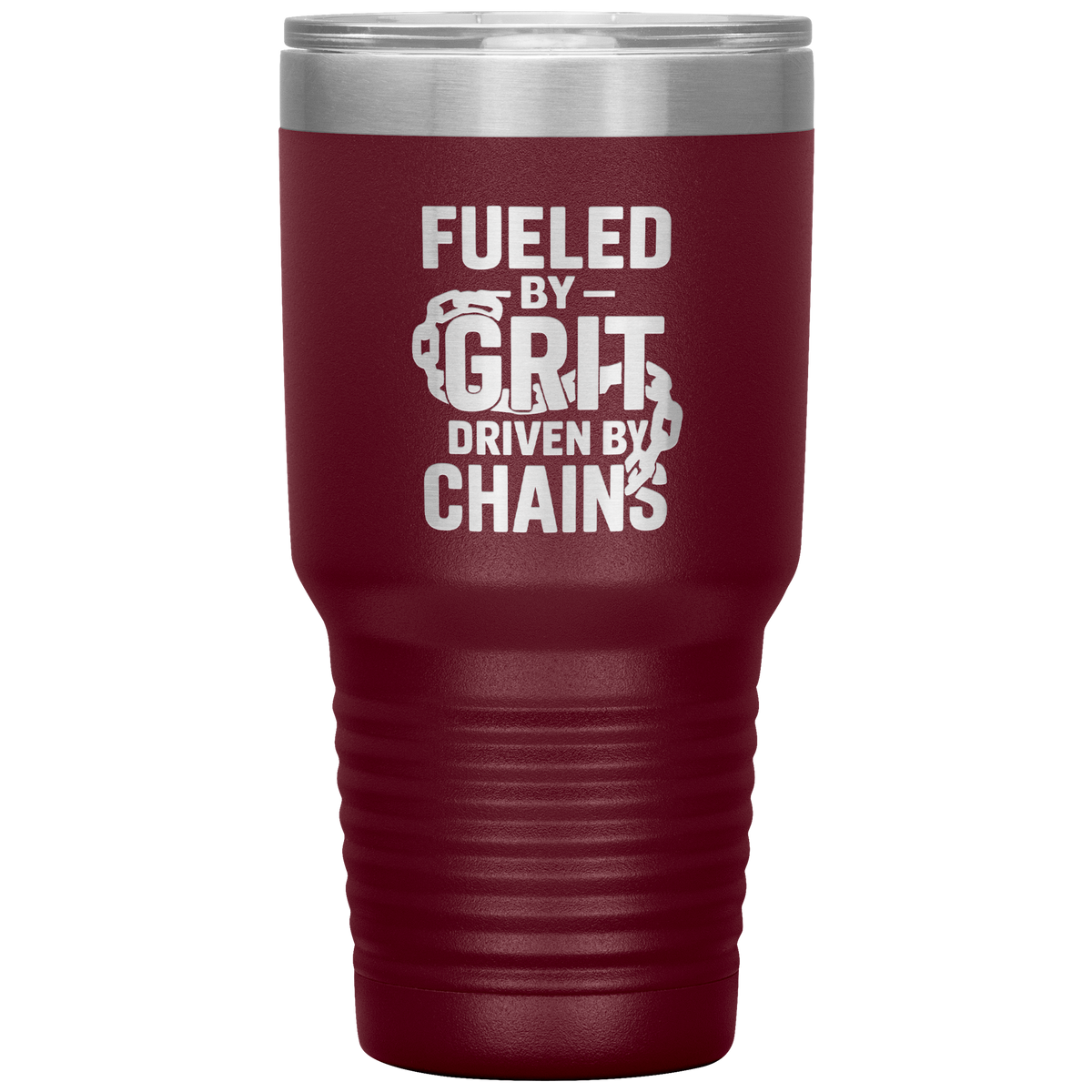 Fueled_by_Grit_Driven_by_Chains_Towing__30oz_Tumbler_Maroon_Mockup.png