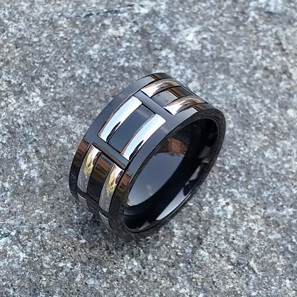 Men's Black Cable Ring – Tough Stainless Steel Band - view 10