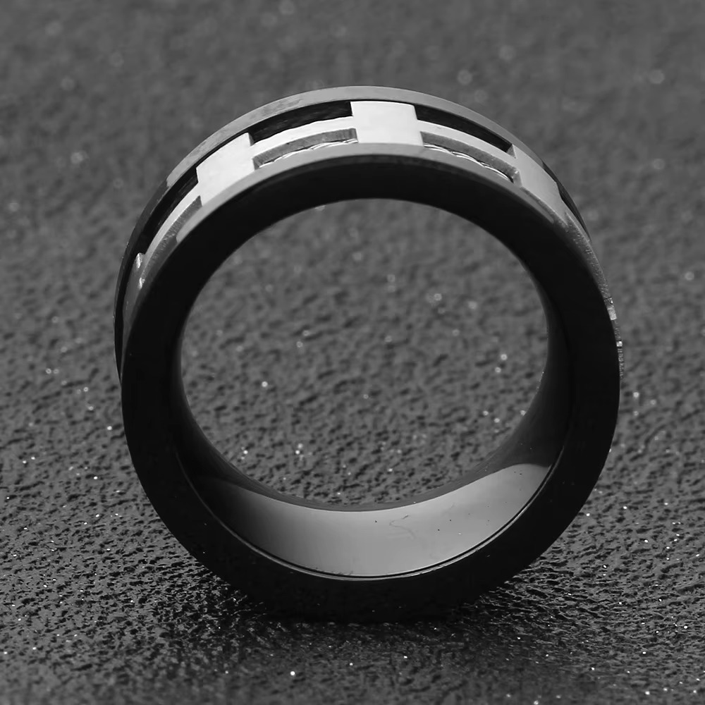 Men's Black Cable Ring – Tough Stainless Steel Band - view 13