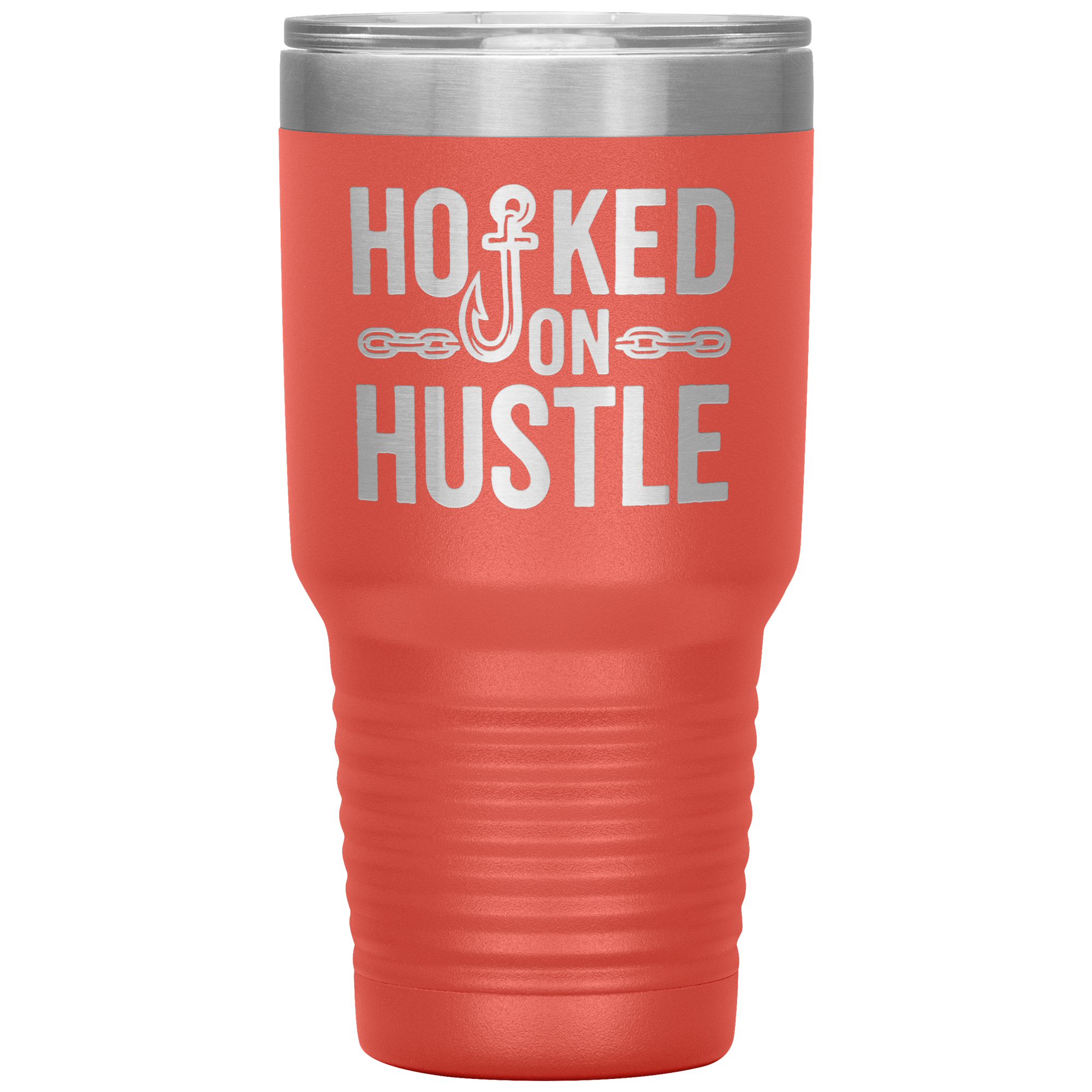 Hooked_On_Hustle_Towing_Tumbler_30oz_Tumbler_Coral_Mockup.png