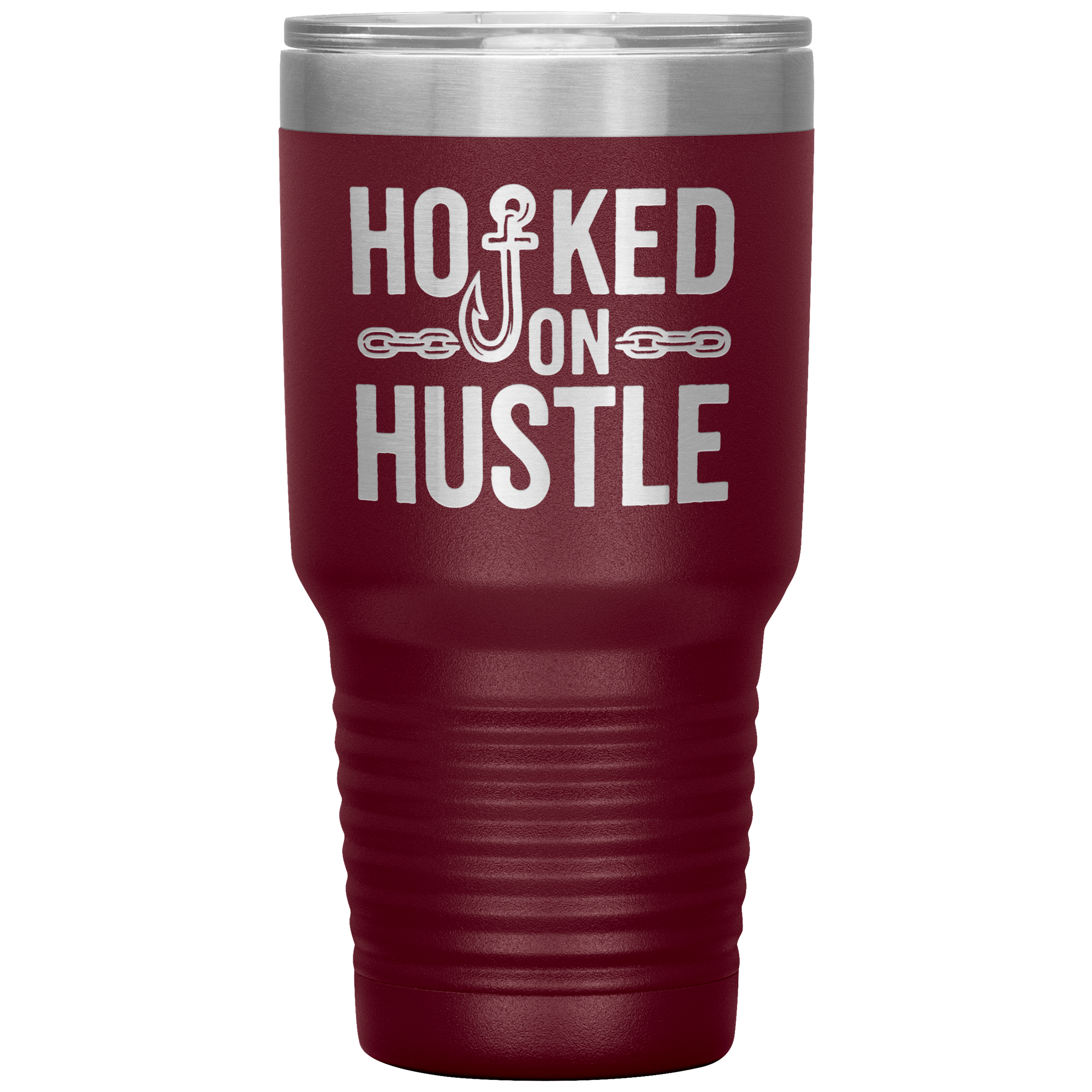 Hooked_On_Hustle_Towing_Tumbler_30oz_Tumbler_Maroon_Mockup.png