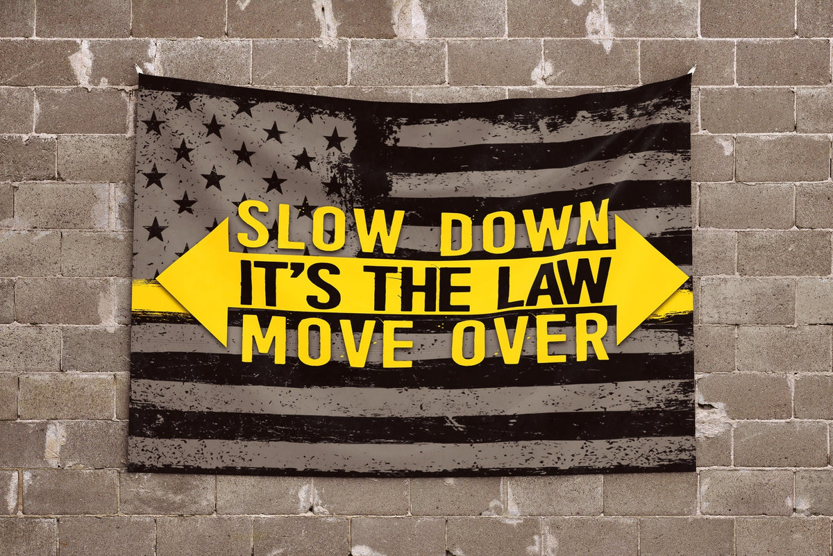 Slow Down It's The Law Move Over – Sided Tow Flag - view 3