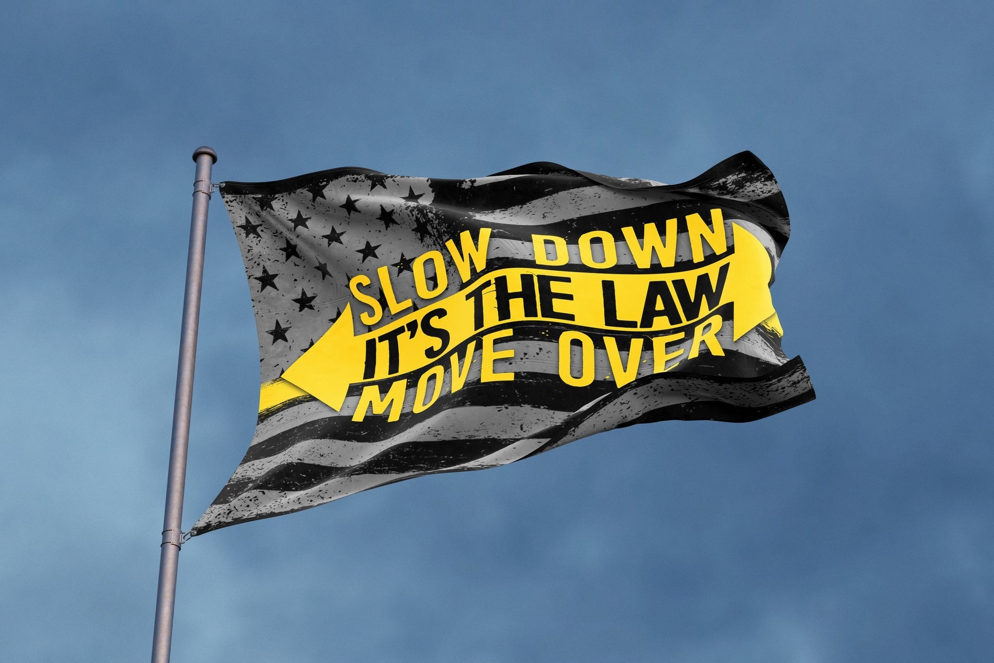 Slow Down It's The Law Move Over – Sided Tow Flag