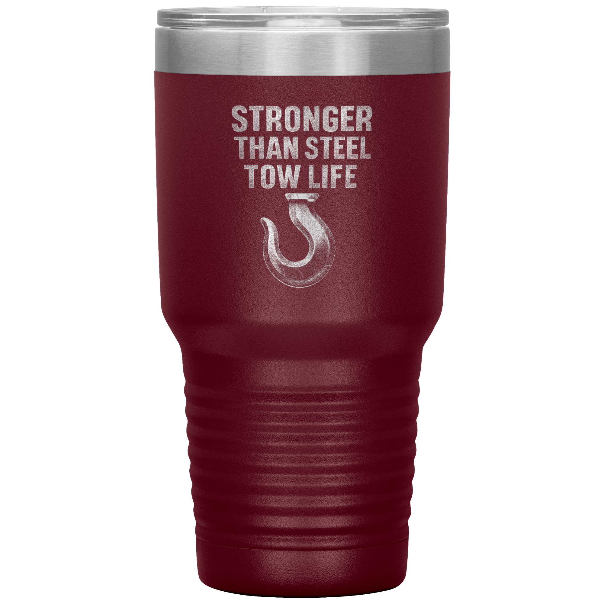 Stronger_Than_Steel__Tow_Life_Tumbler_30oz_Tumbler_Maroon_Mockup.png