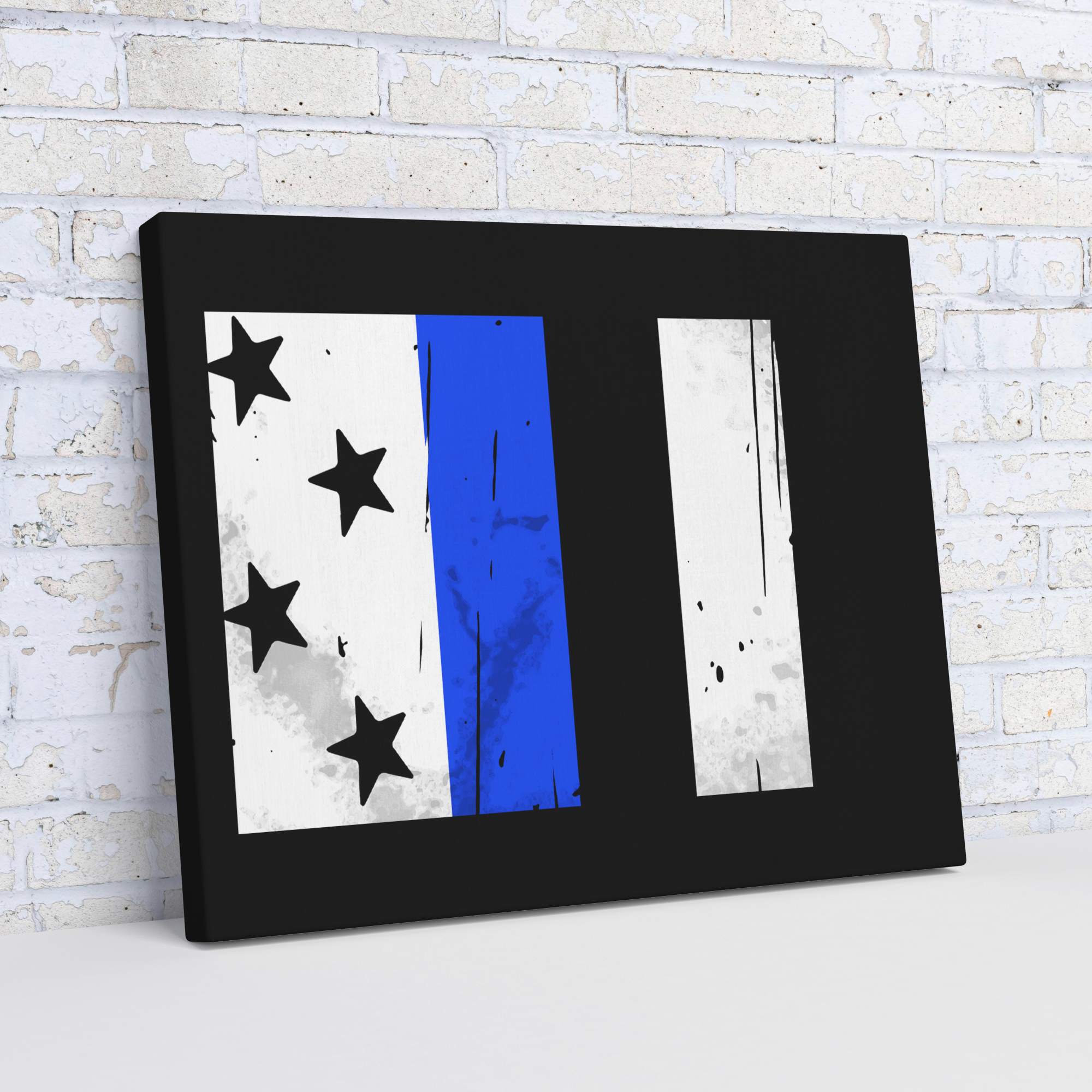 Thin_Blue_Line_American_Flag_Canvas_Wall_H_Angle_Wall_Mockup.png