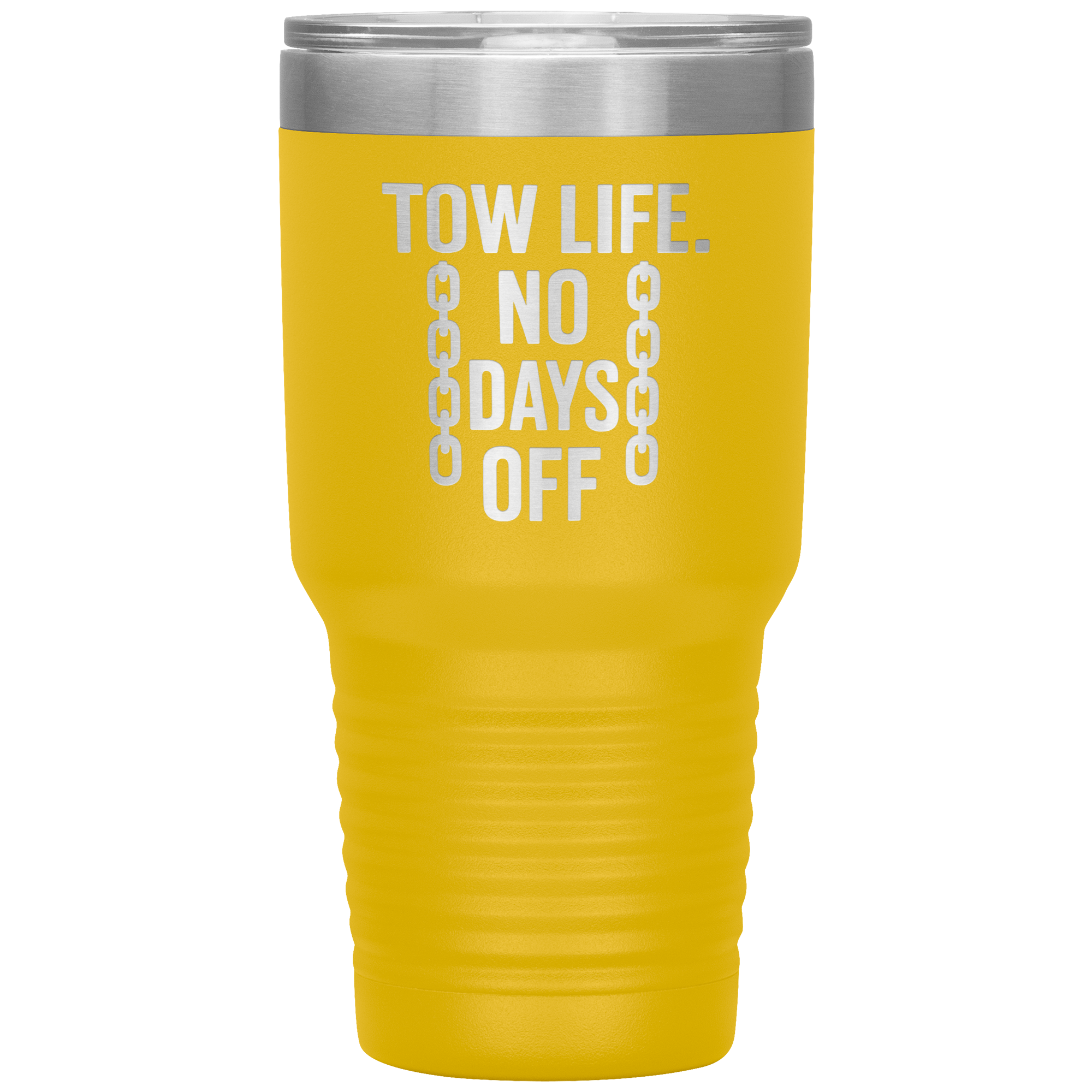 Tow_Life_No_Days_Off_Tumbler_30oz_Tumbler_Yellow_Mockup.png