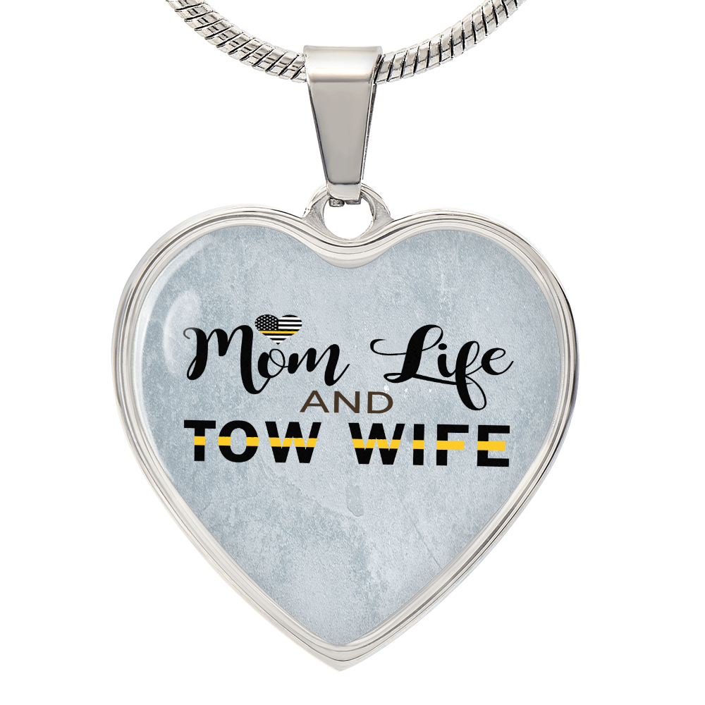 Mom Life Tow Wife Luxury  Heart Necklace