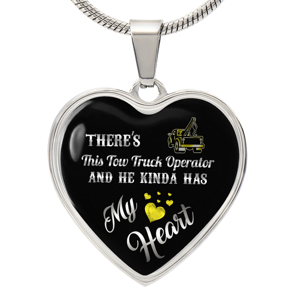 Proud Tow Truck Operator's Girl Luxury Heart Necklace