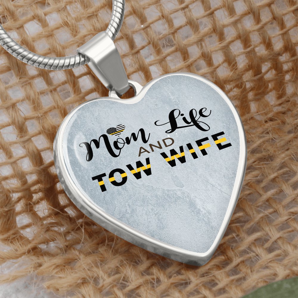Mom Life Tow Wife Luxury  Heart Necklace