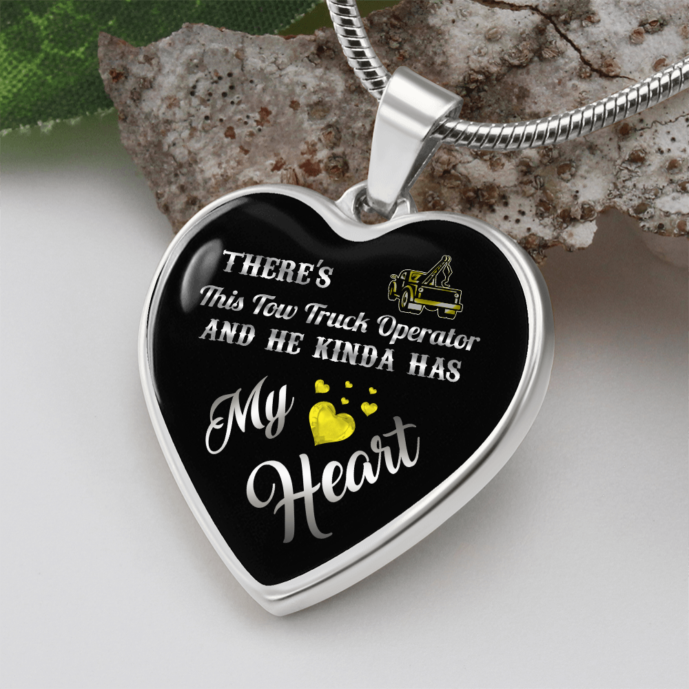 Proud Tow Truck Operator's Girl Luxury Heart Necklace