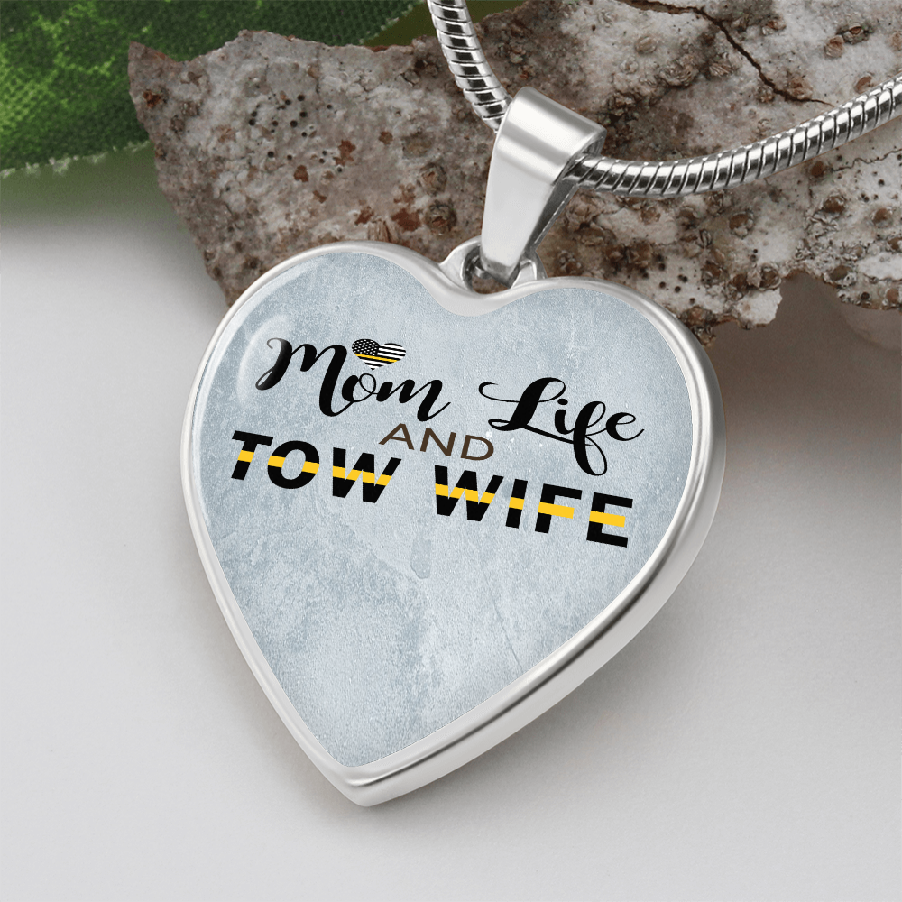 Mom Life Tow Wife Luxury  Heart Necklace